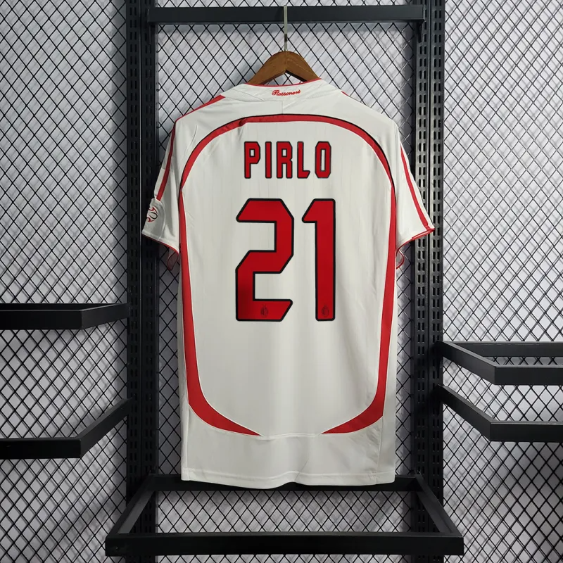 2006-2007 AC Milan Ronaldo #99 Kakà #22 Maldini #3 Pirlo #21 UCL Final Retro Jersey Away Replica-09 2006-2007 AC Milan Ronaldo #99 Kakà #22 Maldini #3 Pirlo #21 UCL Final Retro Jersey Away Replica-09