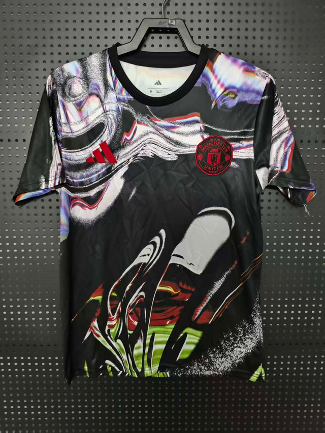 26/27 Manchester United Special Edition Jersey - Black with Vibrant Abstract Art Pattern & Red-White Accents
