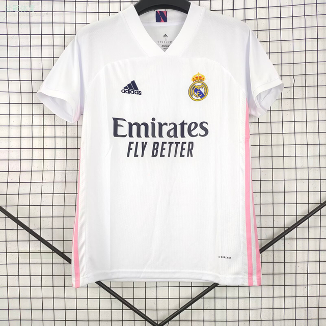 21/22 Real Madrid Home Jersey - White with Pink Side Accents