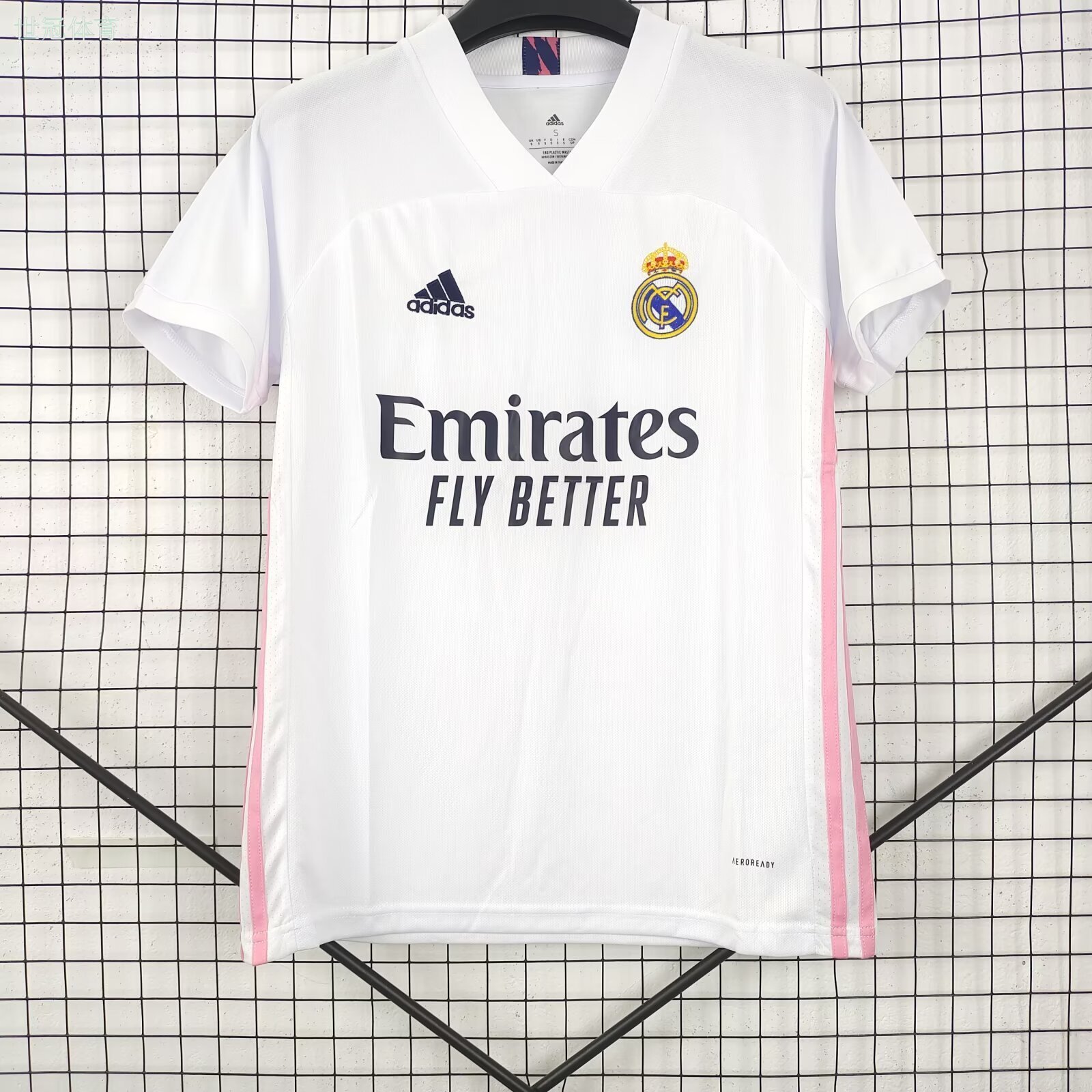 21/22 Real Madrid Home Jersey - White with Pink Side Accents