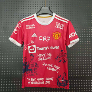 21/22 Manchester United Cristiano Ronaldo Graffiti Limited Jersey - Red with CR7 Quotes & Artwork