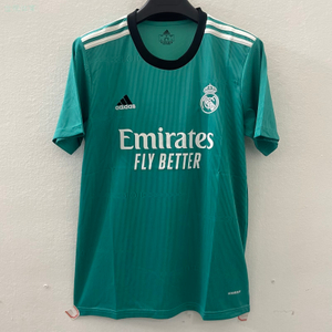 21/22 Real Madrid Second Away Jersey - Teal with Black Collar & White Accents