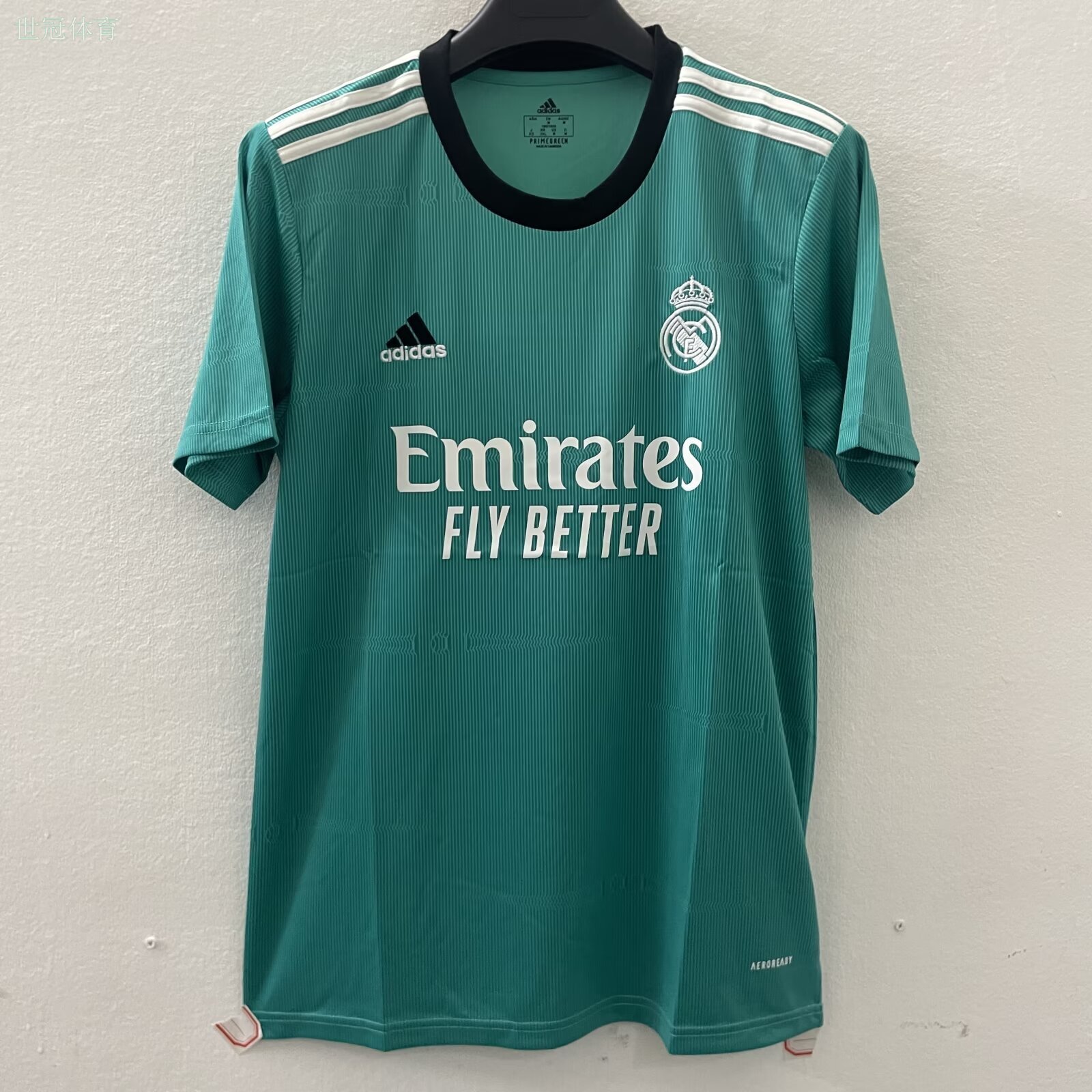 21/22 Real Madrid Second Away Jersey - Teal with Black Collar & White Accents