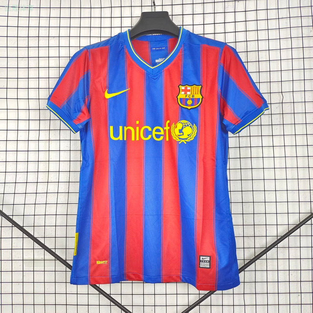 09/10 Barcelona Home Jersey Retro - Classic Red & Blue Stripes Six-Time Champions Messi Version