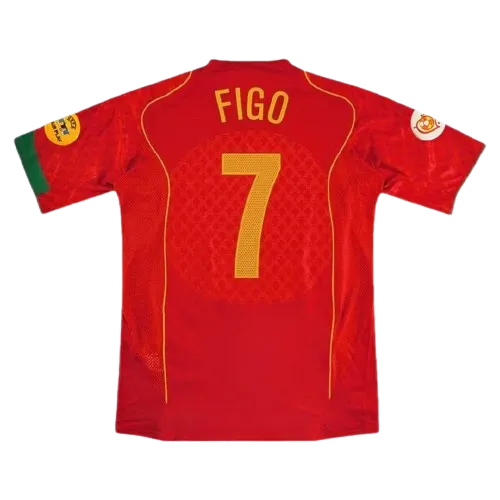 2004 Portugal Retro Jersey Home Euro Cup