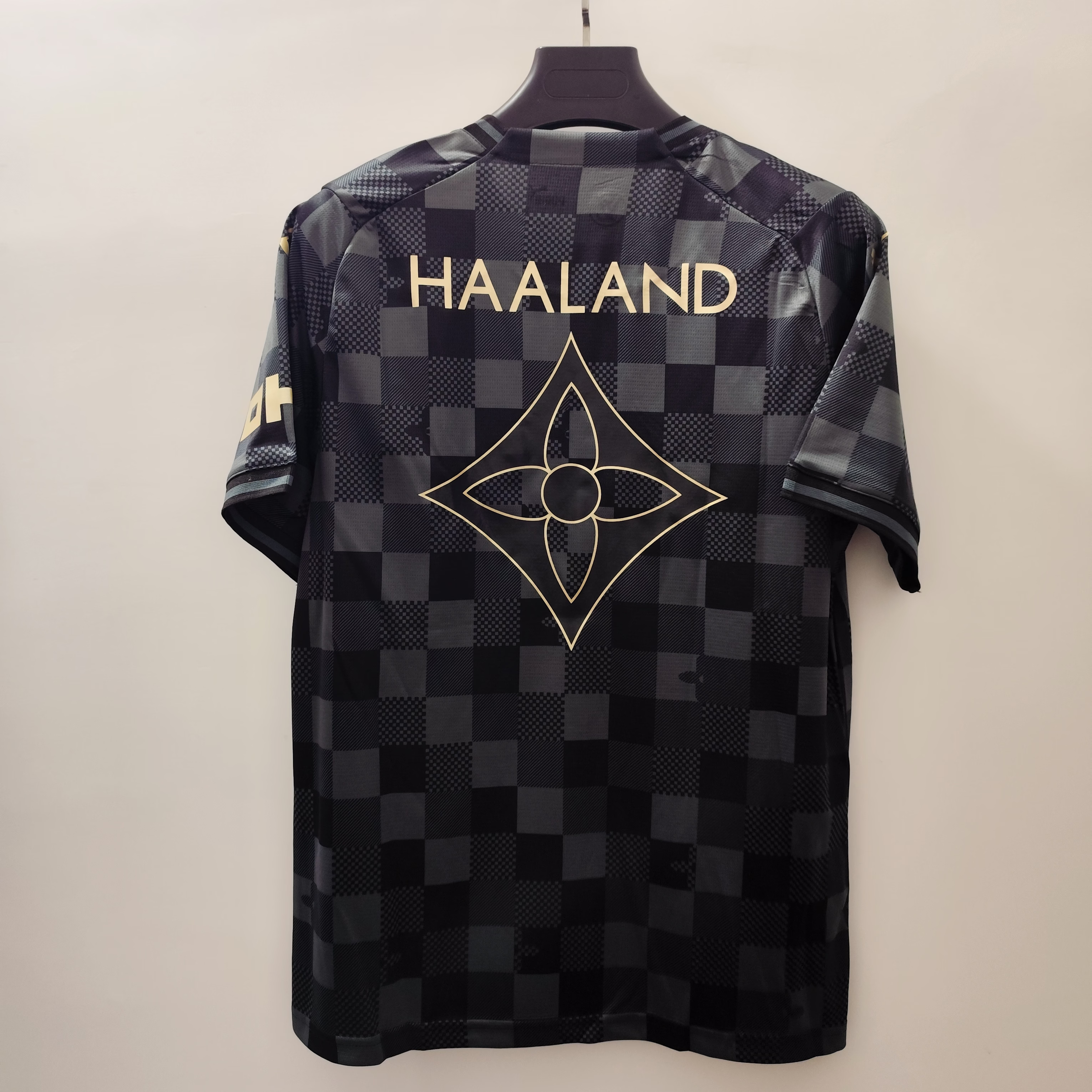 24/25 Manchester City 145th Anniversary Jersey - Black-Grey Checkerboard & Gold Accents (LV Collaboration)