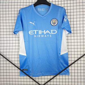 21/22 Manchester City Home Jersey - Light Blue with White Side Panels & Texture Fabric