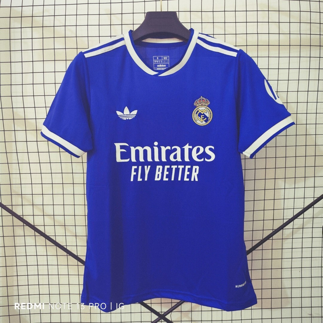 25/26 Real Madrid Second Away Jersey - Royal Blue with White Trim & Retro Trefoil Logo