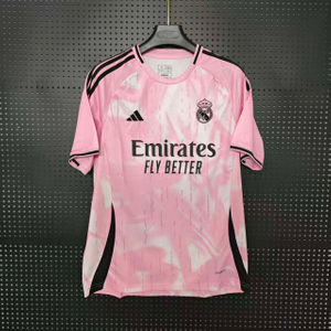 25/26 Real Madrid Special Edition Jersey - Pink-White Tie-Dye with Black Accents