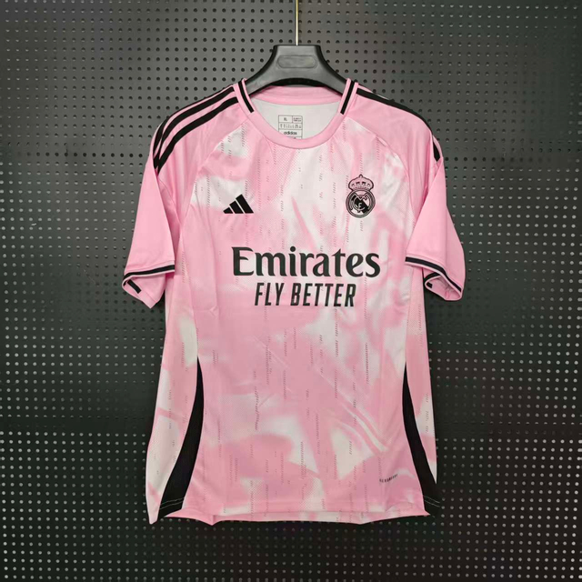 25/26 Real Madrid Special Edition Jersey - Pink-White Tie-Dye with Black Accents