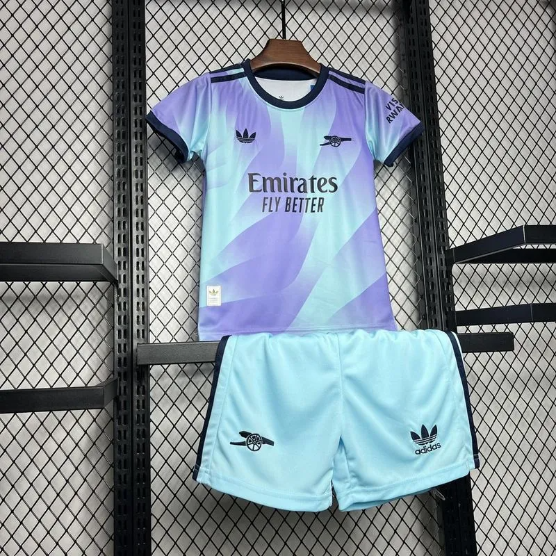 2024-2025 Arsenal Third Away Soccer Kids Kit Jersey+Shorts