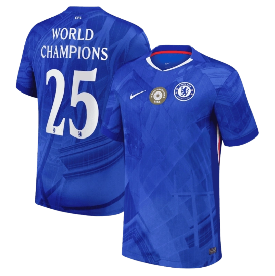 Chelsea Cup Dri FIT ADV home jersey for 2025-26 season -World Champion 25 badge