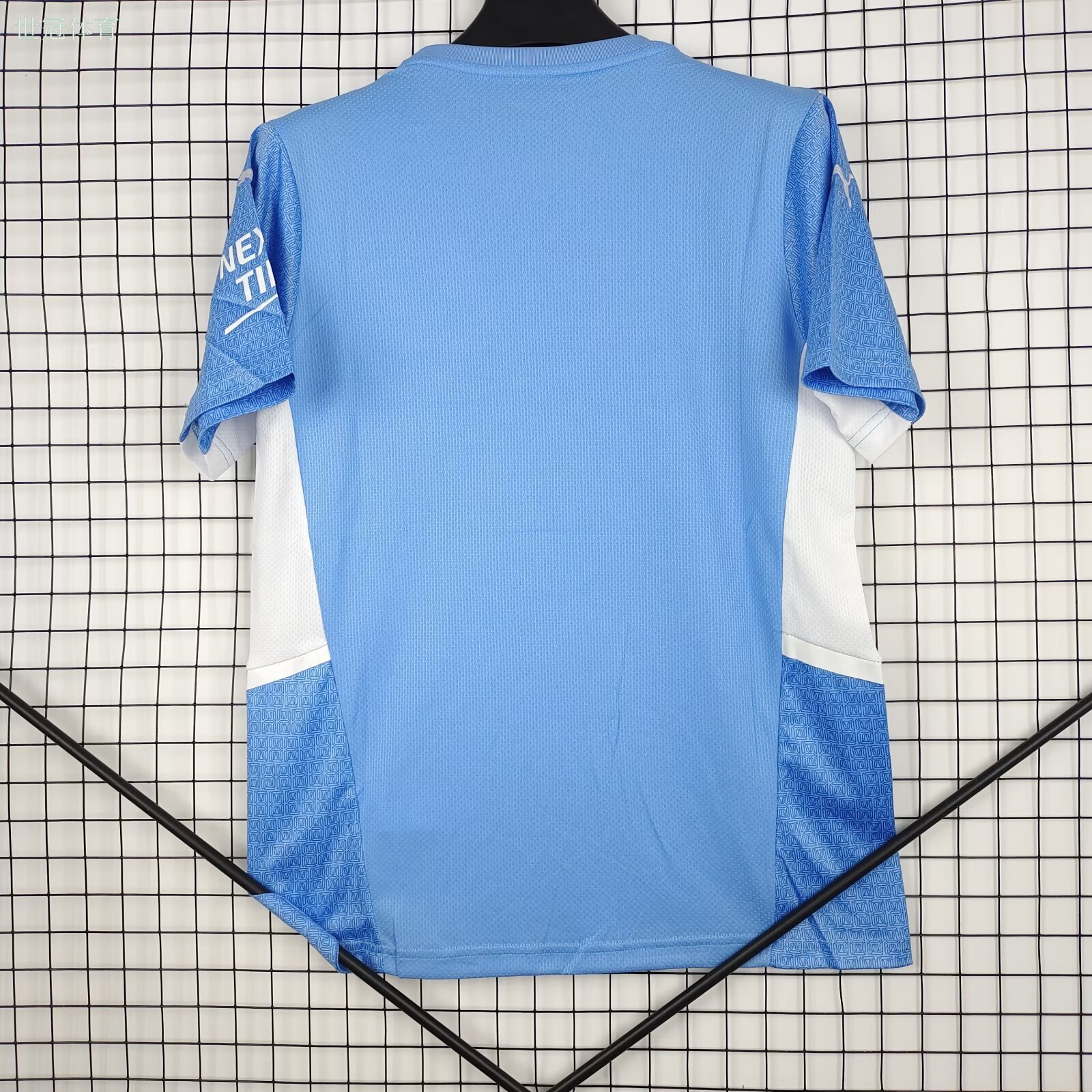 21/22 Manchester City Home Jersey - Light Blue with White Side Panels & Texture Fabric