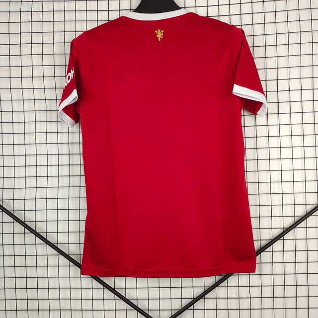 21/22 Manchester United Home Jersey - Red with White Trim & Minimalist Mesh Texture