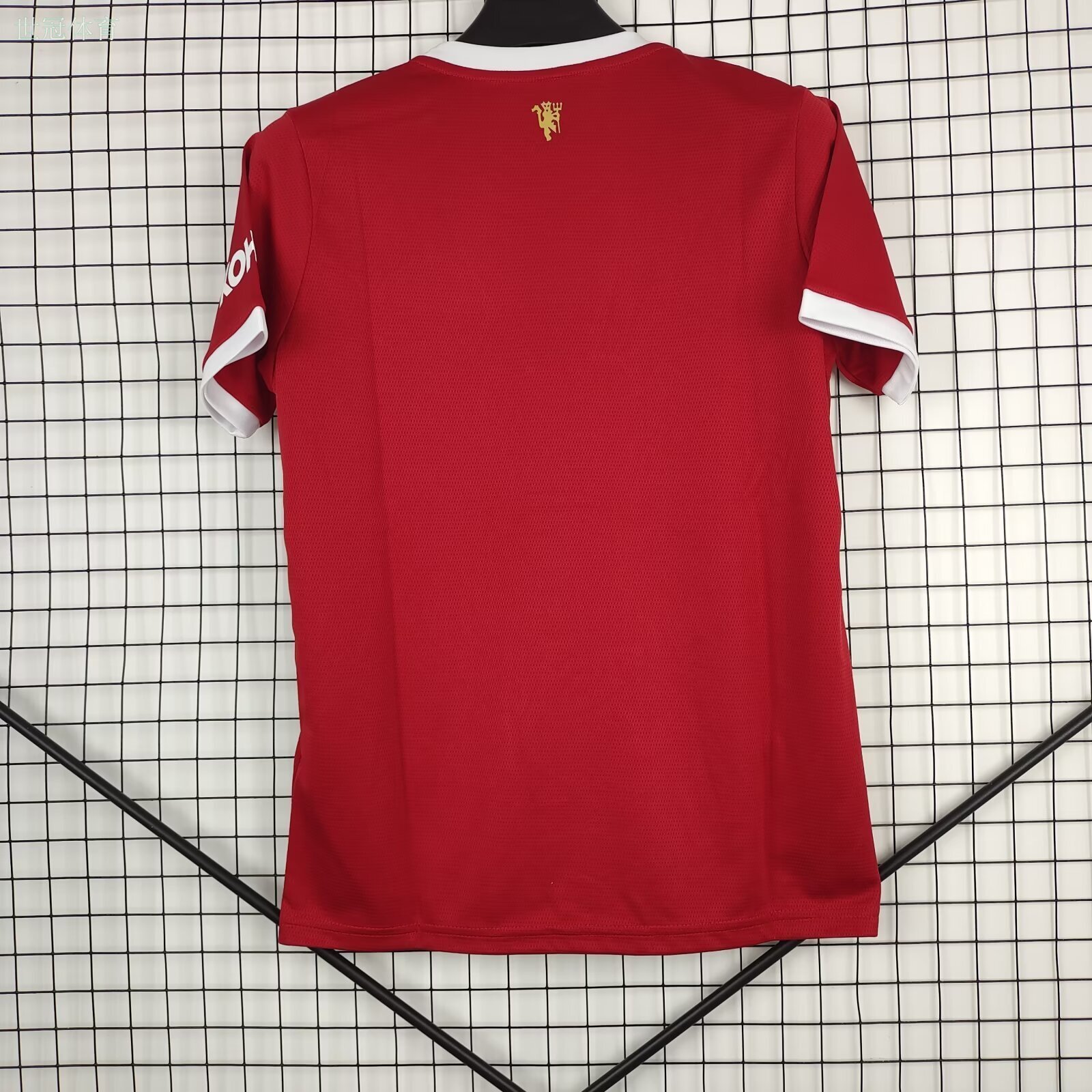 21/22 Manchester United Home Jersey - Red with White Trim & Minimalist Mesh Texture