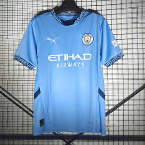 24/25 Manchester City Home Jersey - Light Blue with Dark Blue Accents & White Etihad Sponsor