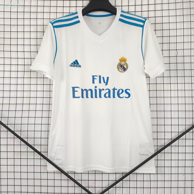 17/18 Real Madrid Home Jersey - White with Light Blue Accents (UCL Three-Peat Season)