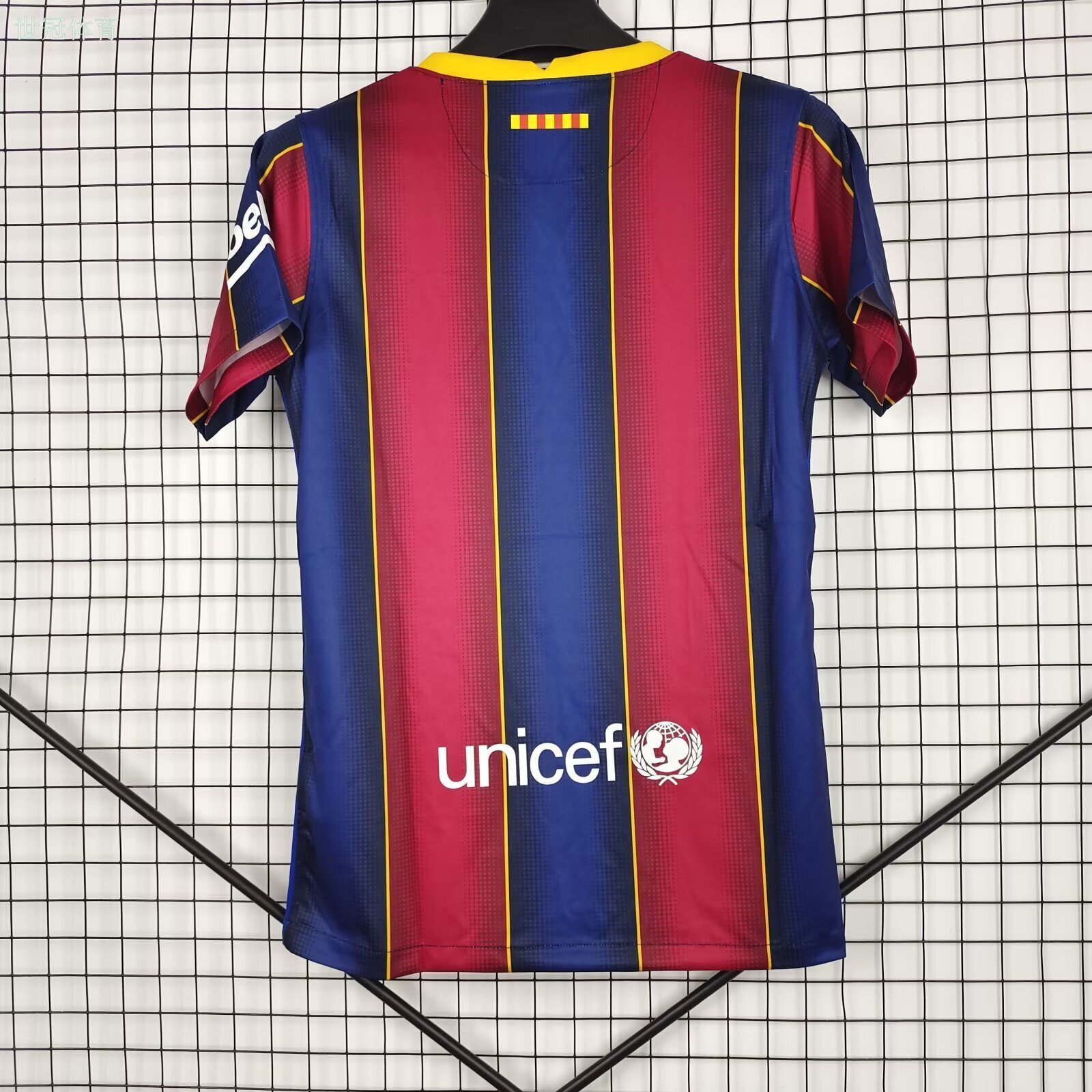  21/22 Barcelona Home Jersey Retro - Crest-Inspired Red & Blue Stripes Messi Version