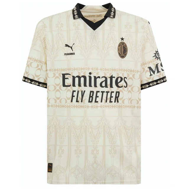 2023-2024 AC Milan x Pleasures Fourth Jersey Beige Shirt