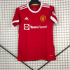 21/22 Manchester United Home Jersey - Red with White Trim & Minimalist Mesh Texture