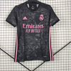 21/22 Real Madrid Second Away Jersey - Black Baroque Pattern with Pink Accents