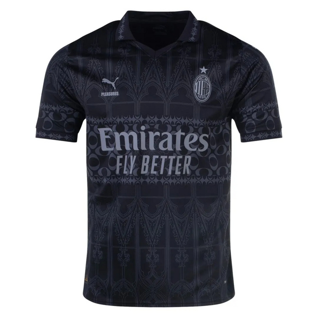 2023-2024 AC Milan x Pleasures Fourth Jersey Black Shirt