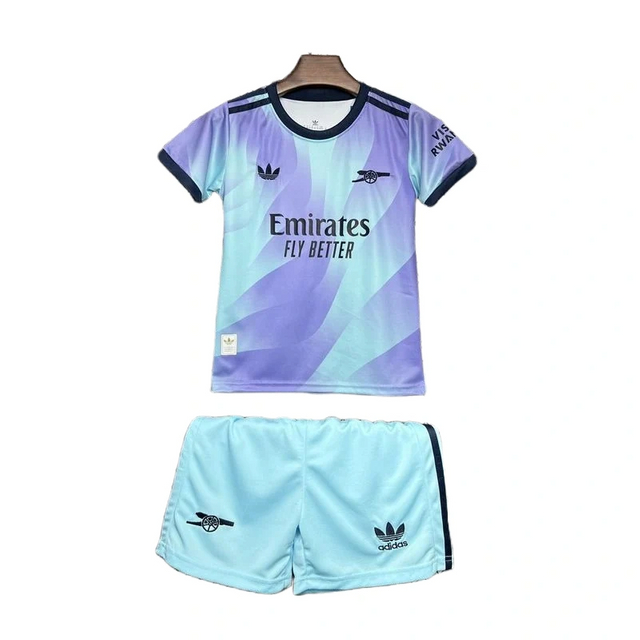 2024-2025 Arsenal Third Away Soccer Kids Kit Jersey+Shorts