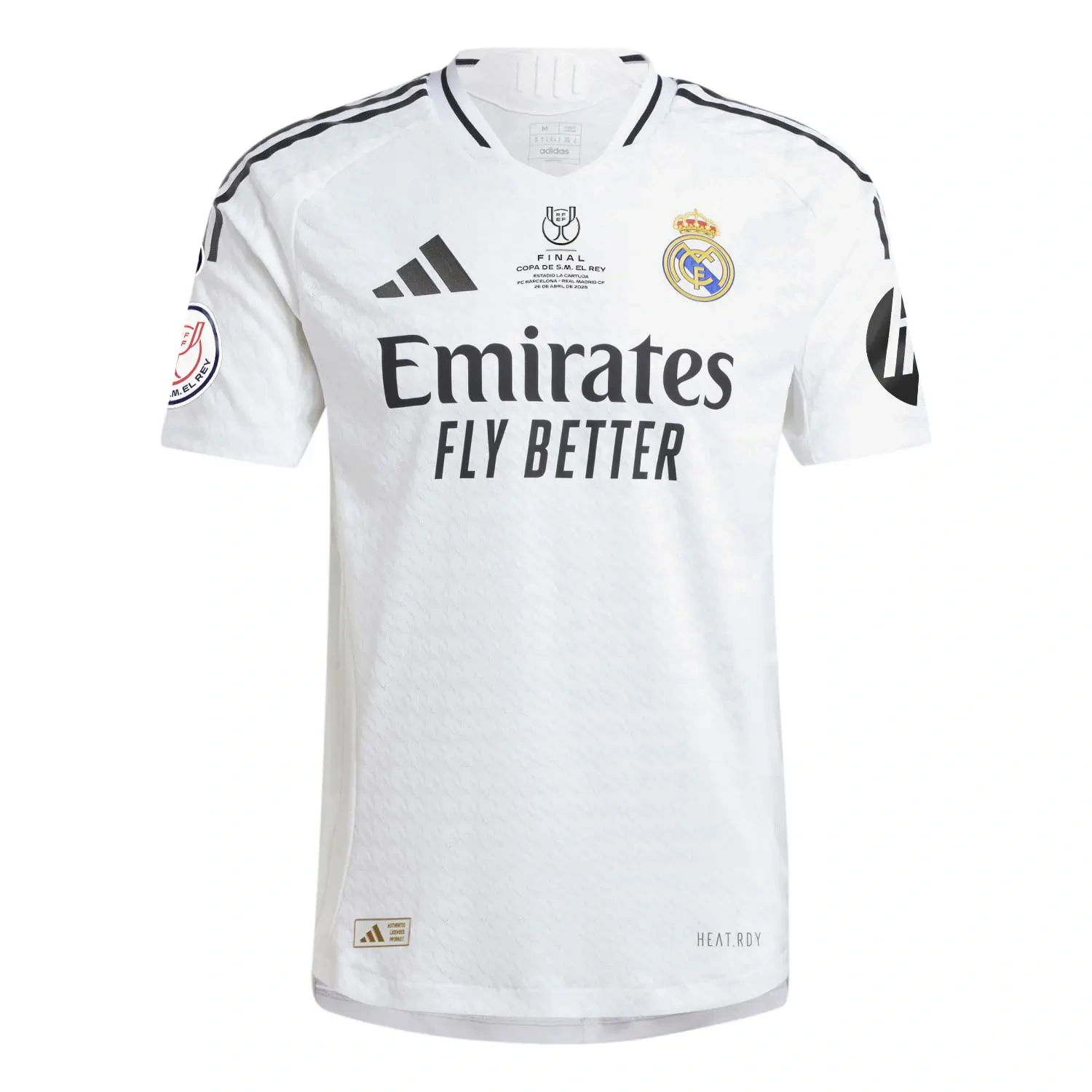 Real Madrid Mens Home Copa del Rey Final Shirt 2024-2025 White Player Version
