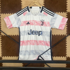 23/24 Juventus Away Jersey - White-Pink-Grey Gradient Stripes with Texture Pattern & Lightning Detail