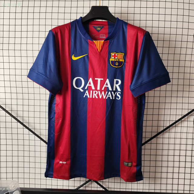 14/15 Barcelona Home Jersey Retro - Wide Red & Blue Stripes Treble Winners MSN Version