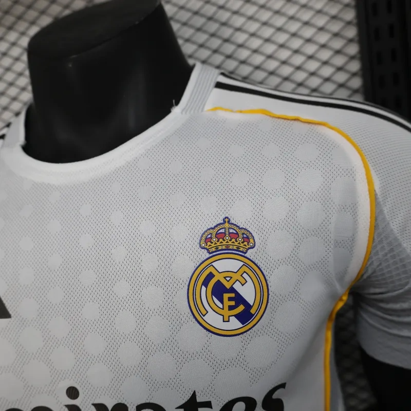Real Madrid 2025-2026 casual white striped short sleeved shirt
