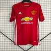 16/17 Manchester United Home Jersey - Red with White Side Stripes & Newton Heath Collar Detail