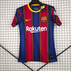  21/22 Barcelona Home Jersey Retro - Crest-Inspired Red & Blue Stripes Messi Version