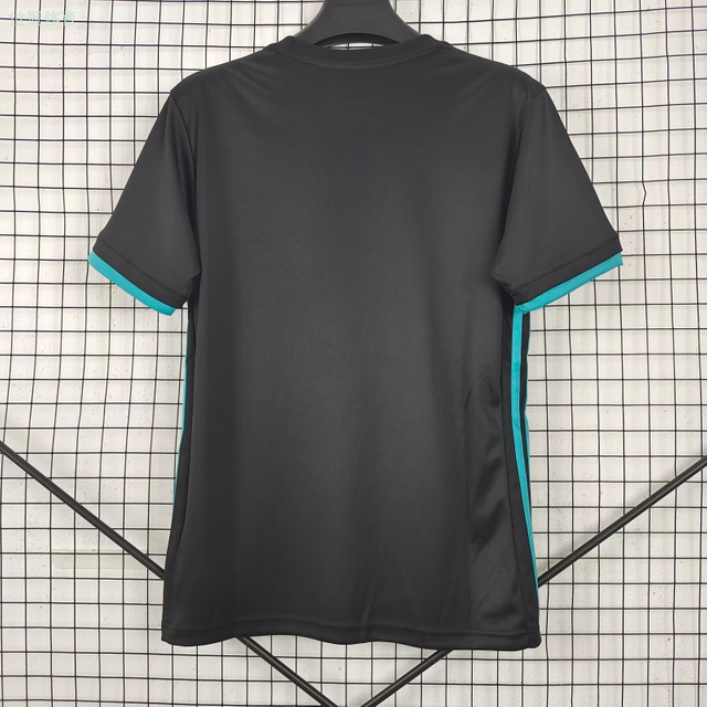 17/18 Real Madrid Away Jersey - Matte Black with Teal Accents (UCL Three-Peat Season)