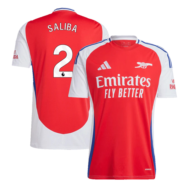 SALIBA #2 Arsenal Home Soccer Jersey 2024/25