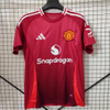 24/25 Manchester United Home Jersey - Burgundy Gradient with Red-White Side Accents & Snapdragon Sponsor