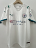 21/22 Manchester City Away Jersey - White with Teal Accents & Gradient Etihad Sponsor