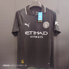 25/26 Manchester City Second Away (Black) Jersey - Black with White Accents & POLO Collar