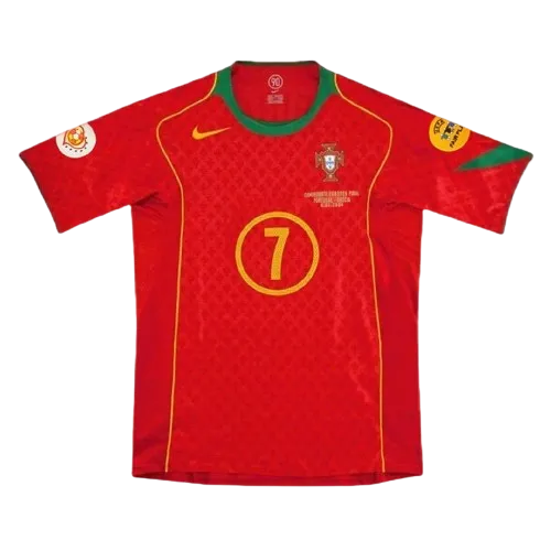 2004 Portugal Retro Jersey Home Euro Cup