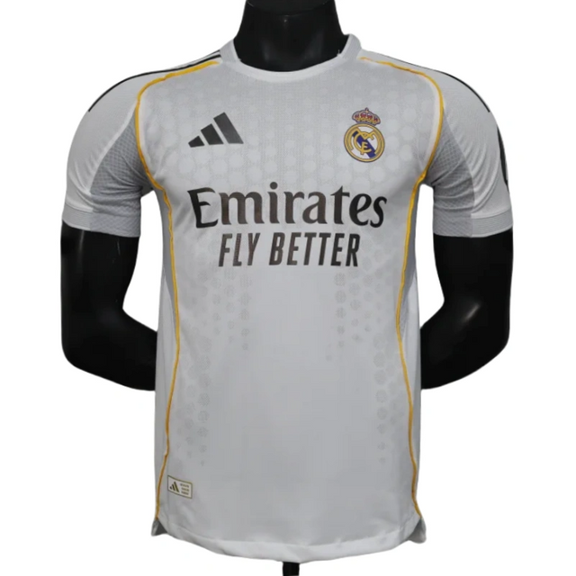 Real Madrid 2025-2026 casual white striped short sleeved shirt