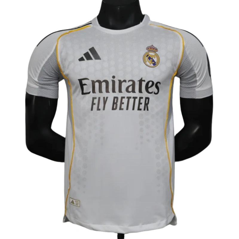 Real Madrid 2025-2026 casual white striped short sleeved shirt