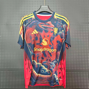 25/26 Manchester United Year of the Snake Limited Jersey - Red-Navy with Chinese Snake & Cloud Pattern