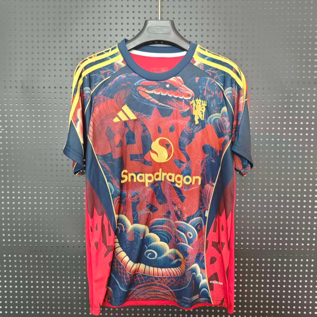 25/26 Manchester United Year of the Snake Limited Jersey - Red-Navy with Chinese Snake & Cloud Pattern