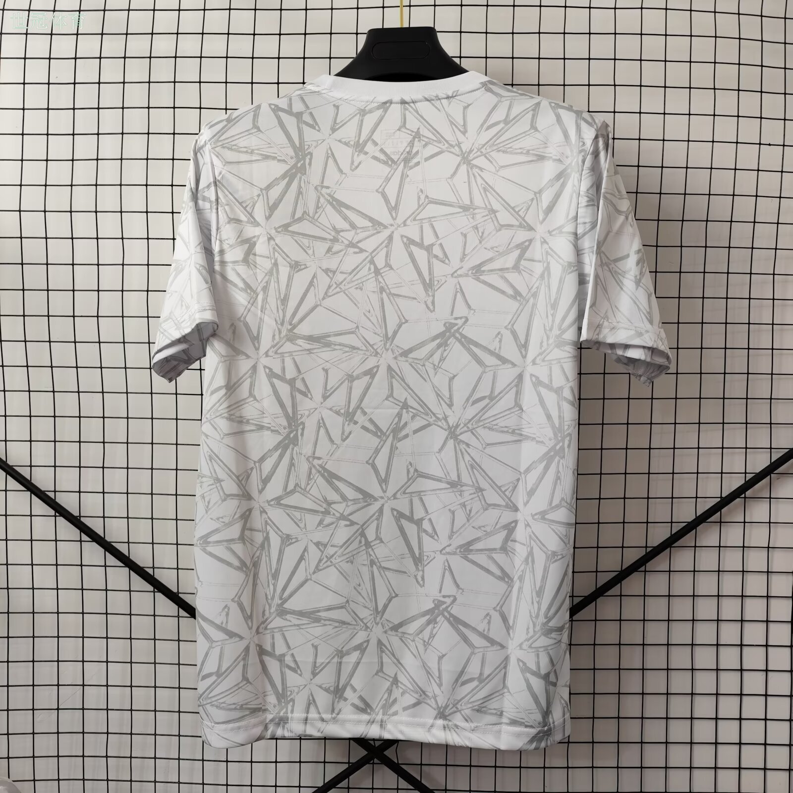 24/25 Real Madrid Pre-Match Training Jersey - White Star Pattern & Black Accents