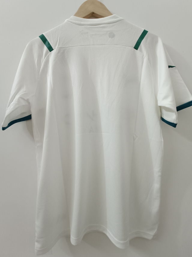 21/22 Manchester City Away Jersey - White with Teal Accents & Gradient Etihad Sponsor