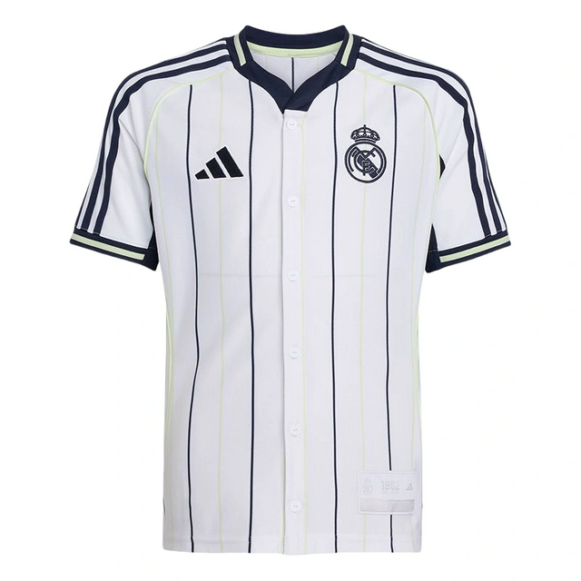 Real Madrid 2025-2026 casual white striped short sleeved shirt
