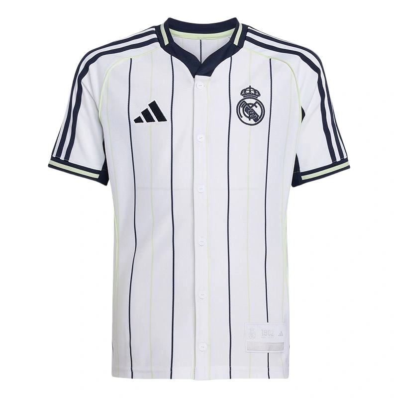 Real Madrid 2025-2026 casual white striped short sleeved shirt