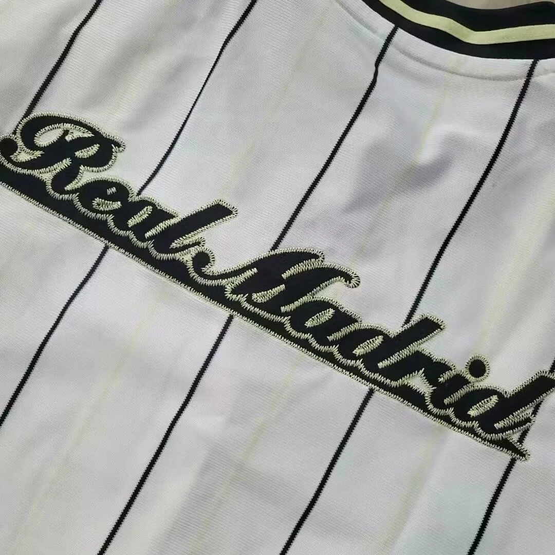 Real Madrid 2025-2026 casual white striped short sleeved shirt
