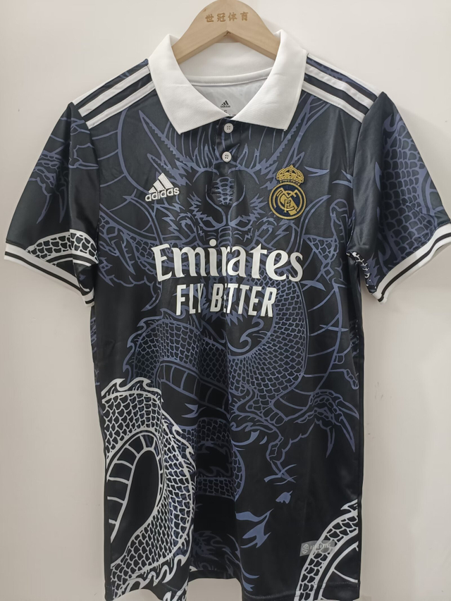 23/24 Real Madrid Chinese Dragon Year Limited Jersey - Black Dragon Pattern