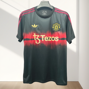 24/25 Manchester United Special Edition Jersey - Black-Red Gradient Tie-Dye & Gold Accents